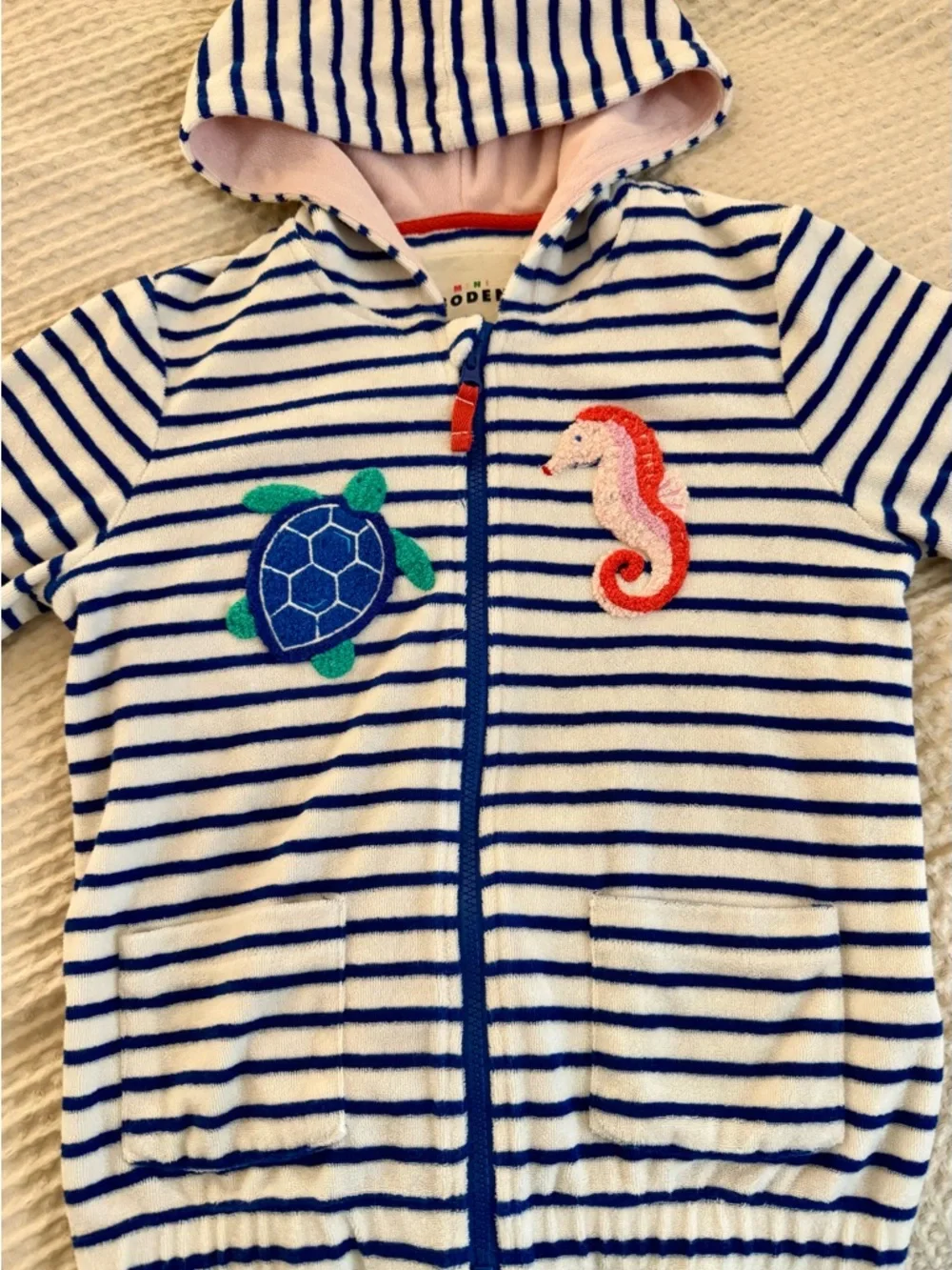 Mini Boden Kids' Sea Creature Embroidered Terry Cloth Set Size 7/8 - Picture 4 of 11